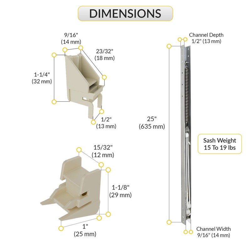 Brixwell Window Channel Balance With Sash Guide 25" L 15 To 19 Lbs Sash Weight gallery