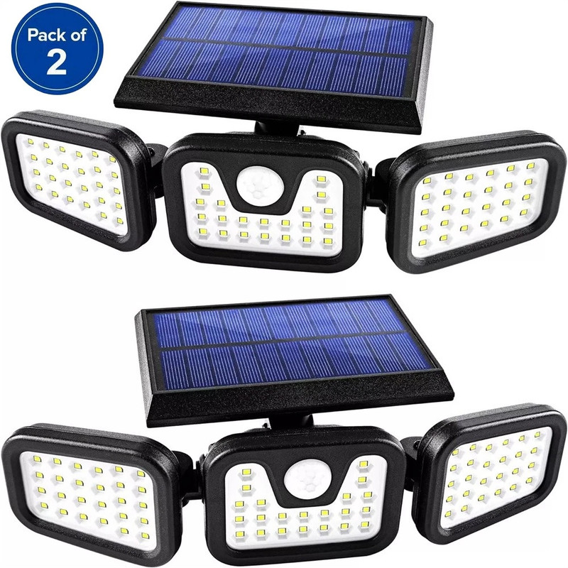NEW 2 Pack LED Motion Sensor Solar Lights Outdoor IP65 Waterproof Security Lamp gallery