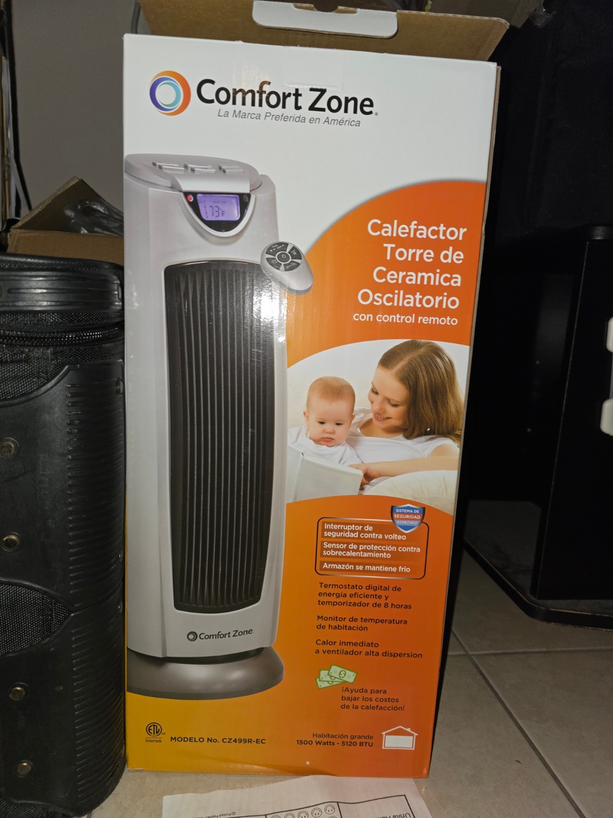 Comfort Zone CZ499R Ceramic Tower Heater 1500W Oscillating Remote Digital Thermo gallery