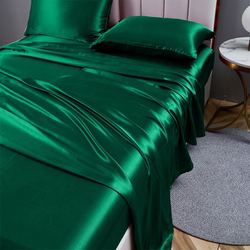 12 Colors Satin Sheet Set Smooth Soft Faux Silky Bedding Sheets Fade Resistant gallery