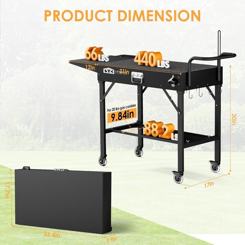 Portable Grill Table for Blackstone Griddle, 450lb Capacity gallery