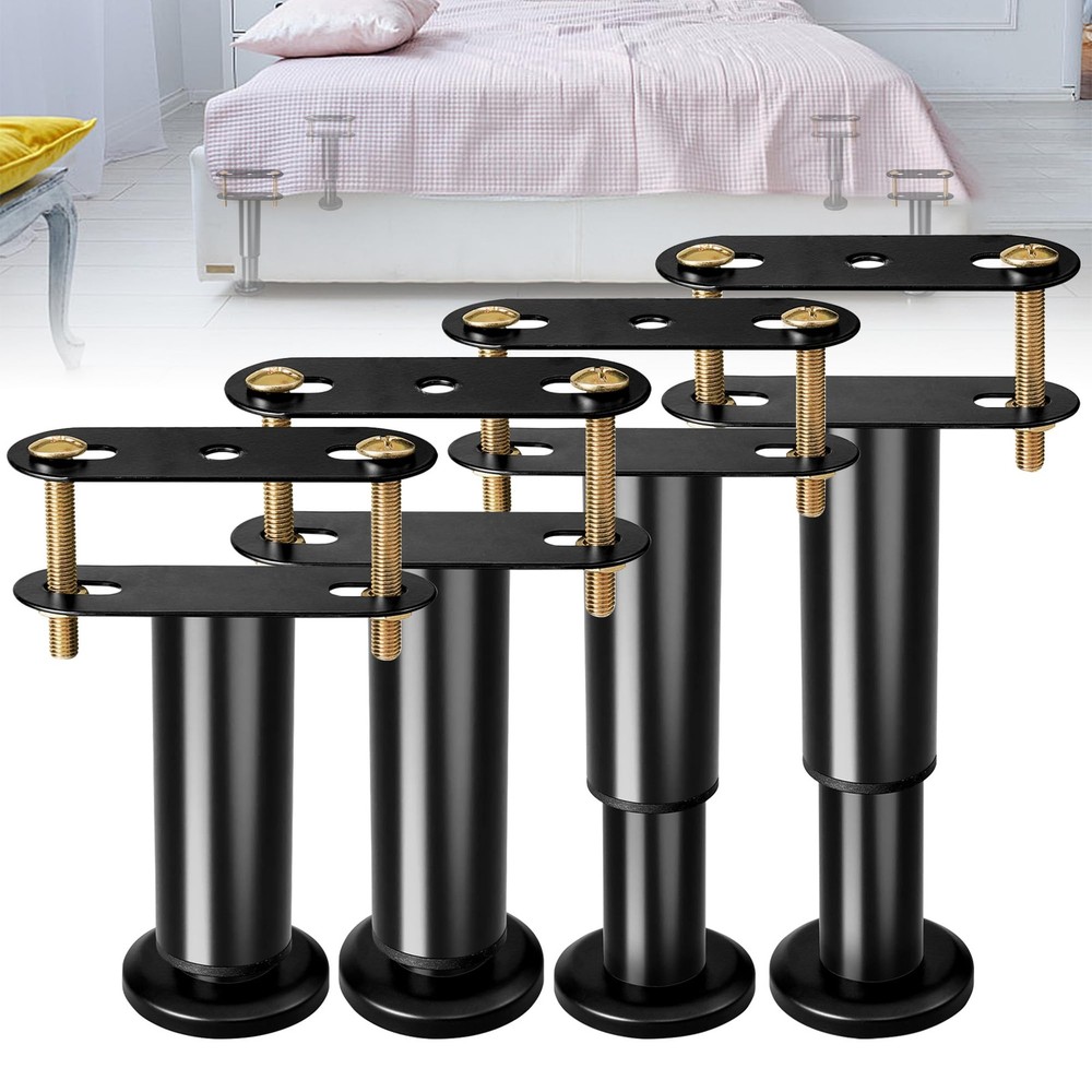 Adjustable Height Bed Frame Replacement Legs with 4Pcs 5.1 in-8.6 in, Black