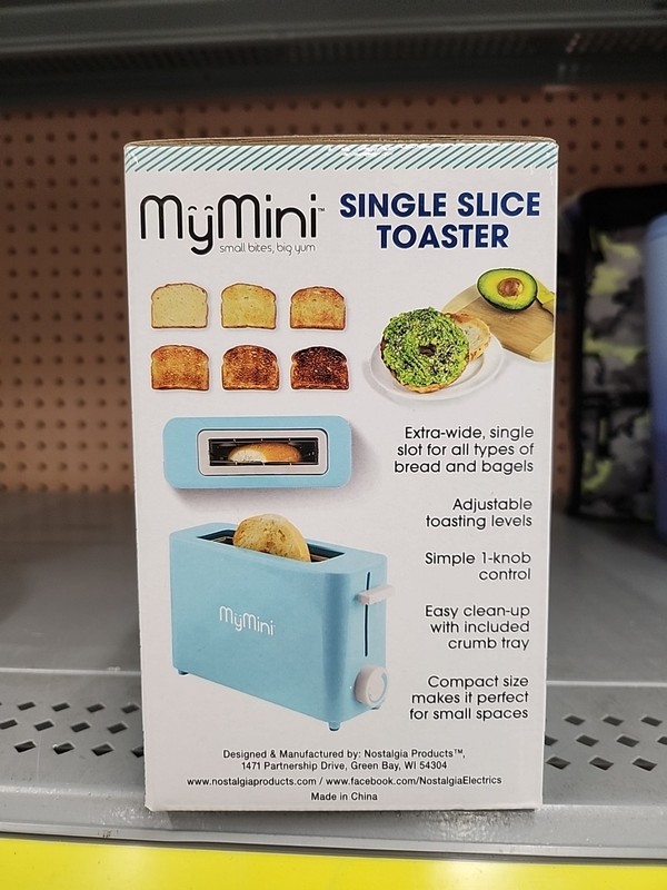 New - MyMini Single Slice Toaster Extra Wide Slot Crumb Tray 500 Watts Aqua gallery