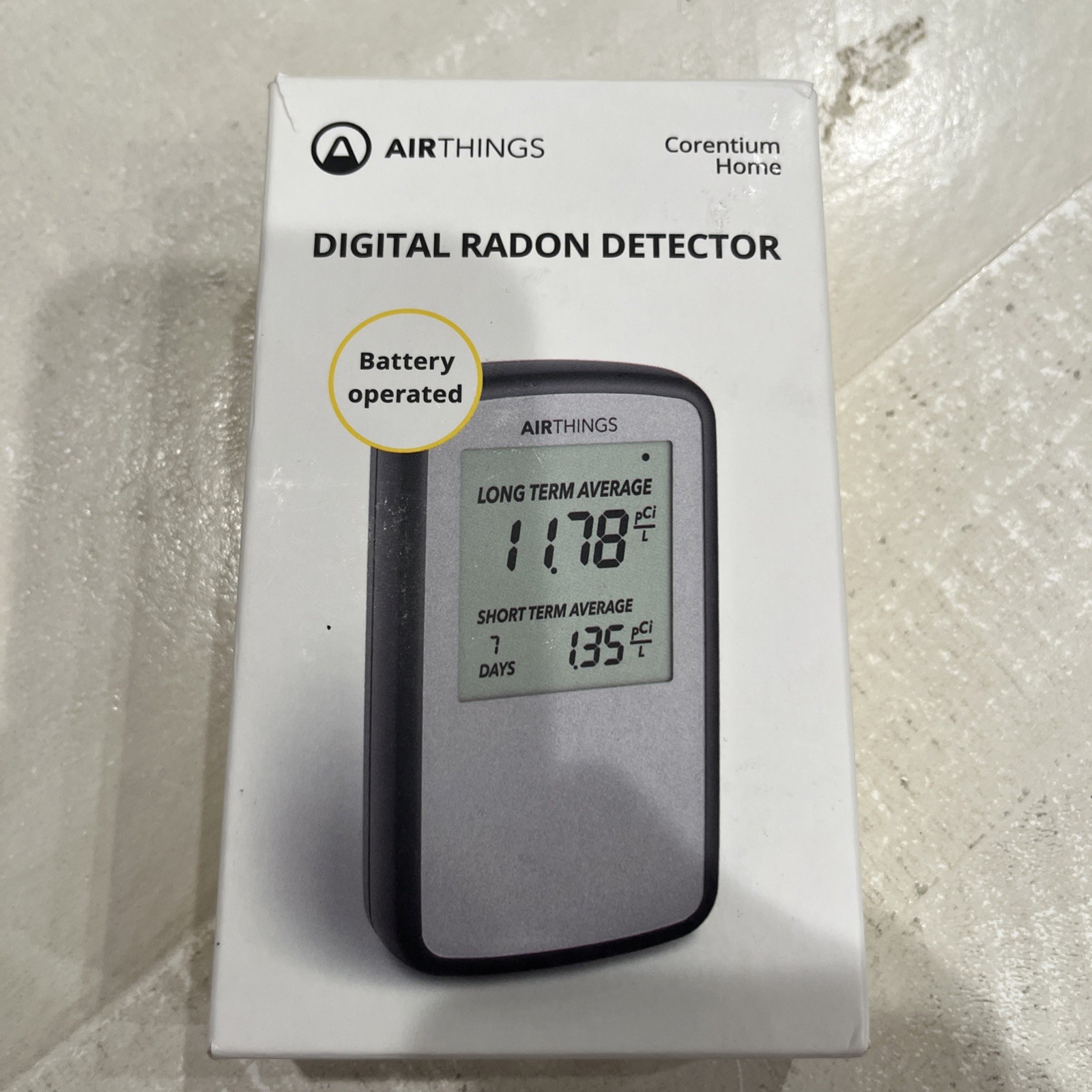 Airthings Corentium Home 223 Digital Radon Detector, Black/Gray, portable gallery