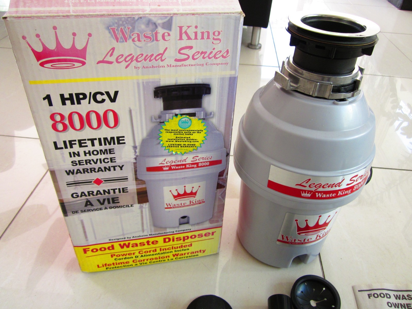 Waste King Garbage Disposal 16"H, 7.5"W, 16"D, 1 HP 2800 RPM Continuous Feed gallery