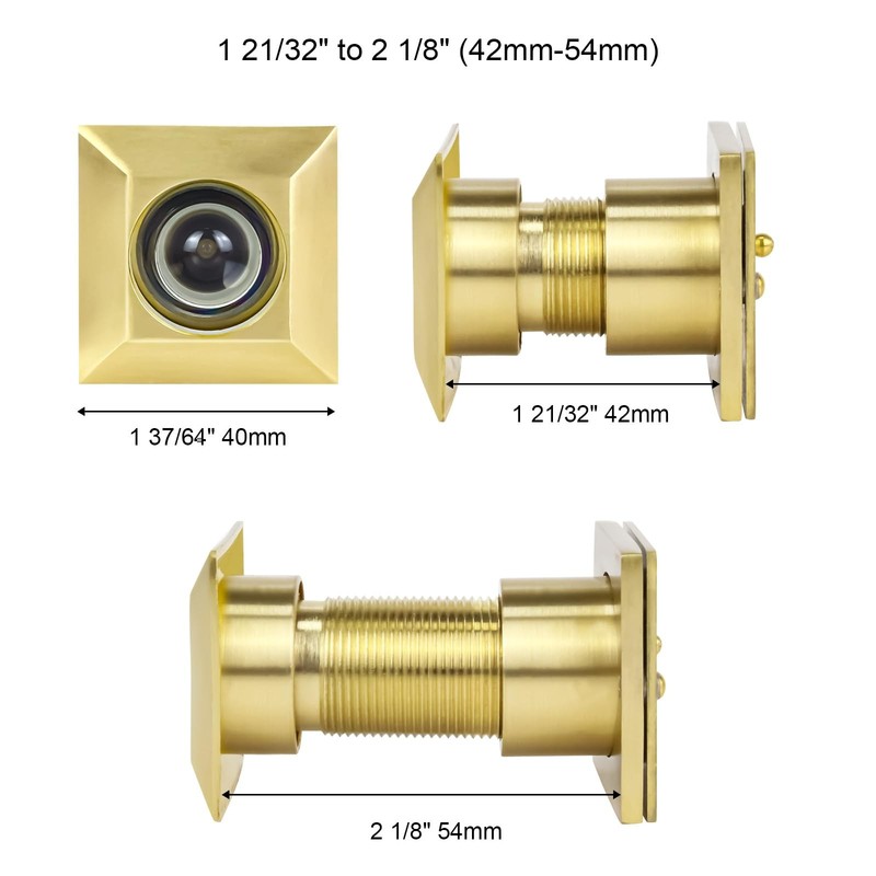 Earl Diamond Solid Brass Square Hd 220 Degree Door Viewer Peephole 28Mm Drill gallery