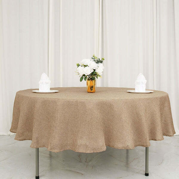 90-Inch NATURAL Round Faux Burlap Tablecloth Tablecloth Wedding Decorations gallery