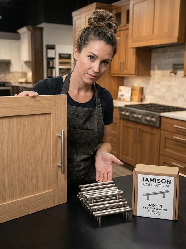 Jamison Collection J224-SN 3 Inch Bar Cabinet Pull Satin Nickel, LOT OF 24 gallery