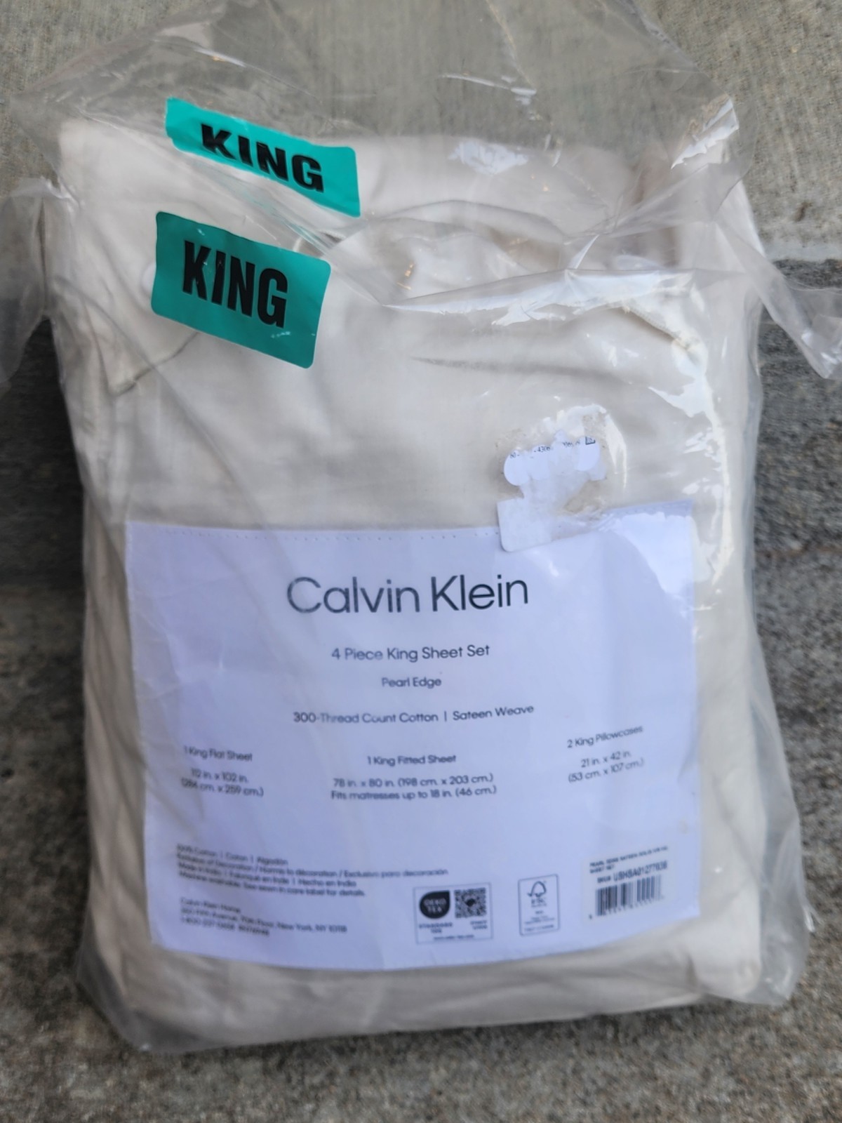 Calvin Klein King Sheet Set Soft Linen Ivory India New gallery