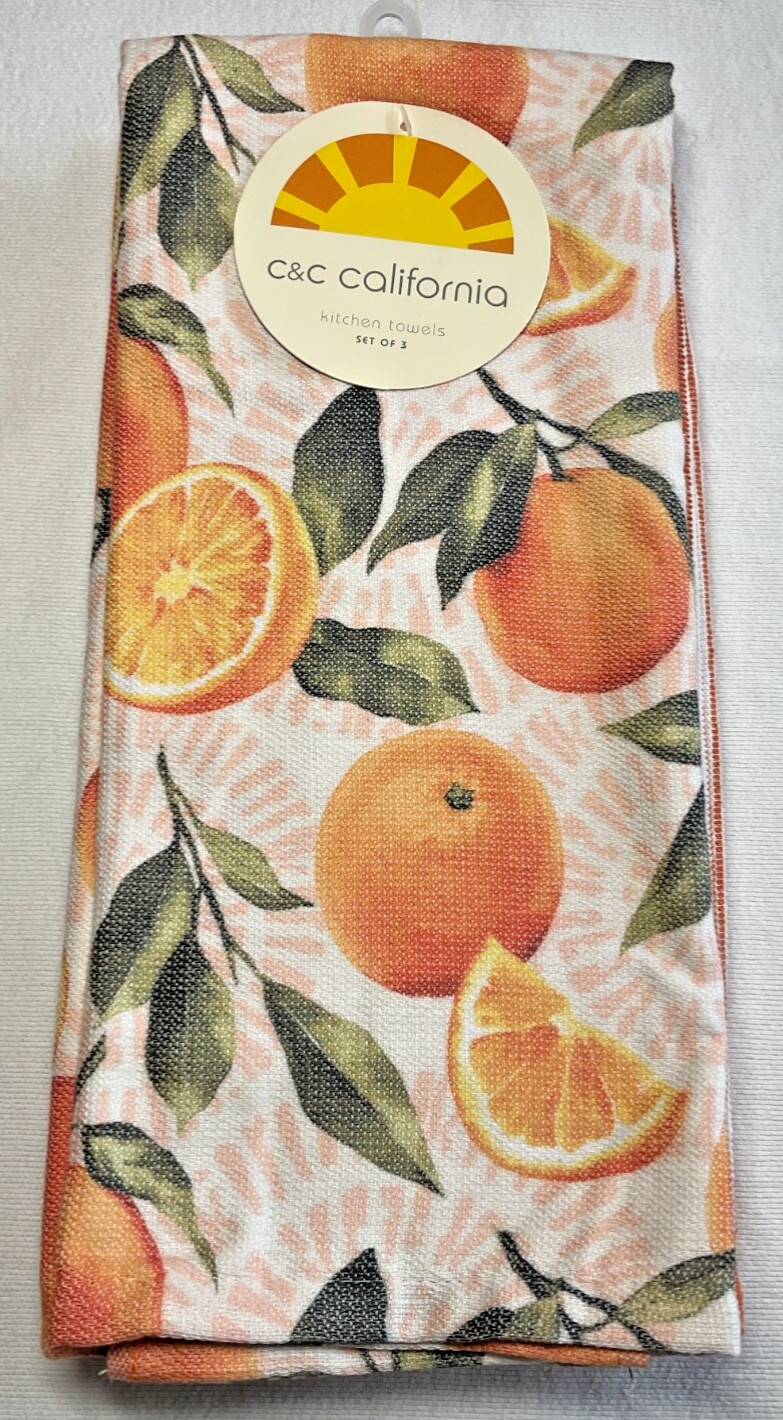 C & C California Kitchen Towels (2) ORANGES 60% COTTON 40% POLYESTER NIP gallery