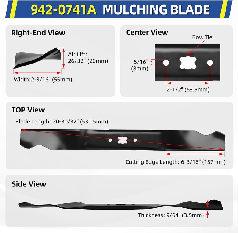 GICOOL 942-0741A Mower Blades, 21" Mower Mulching Blades for 742-0741, 942-0741 gallery