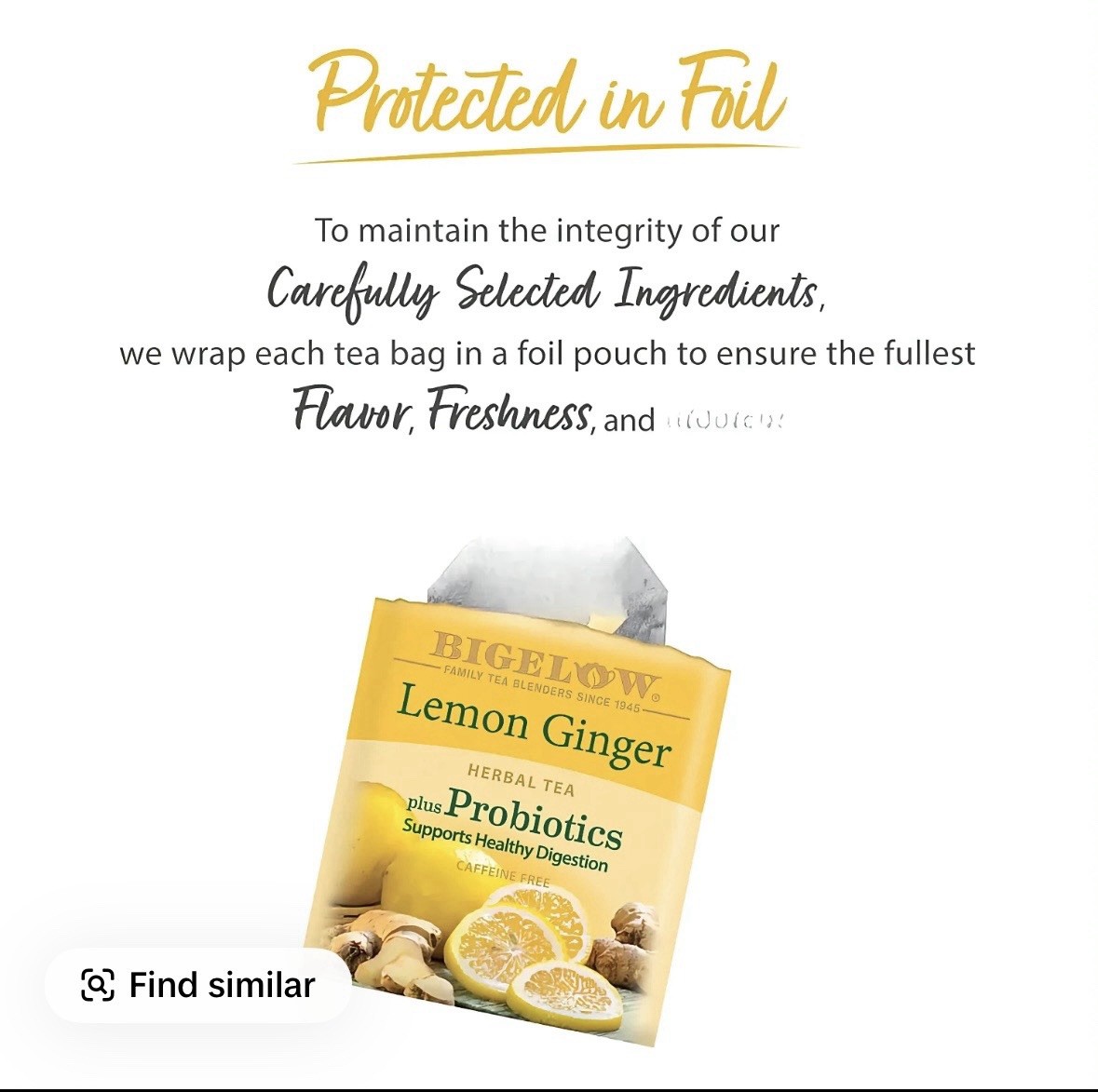 Bigelow Lemon Ginger plus Probiotics Herbal Tea Bags Caffeine Free 18 Ct 37 g gallery