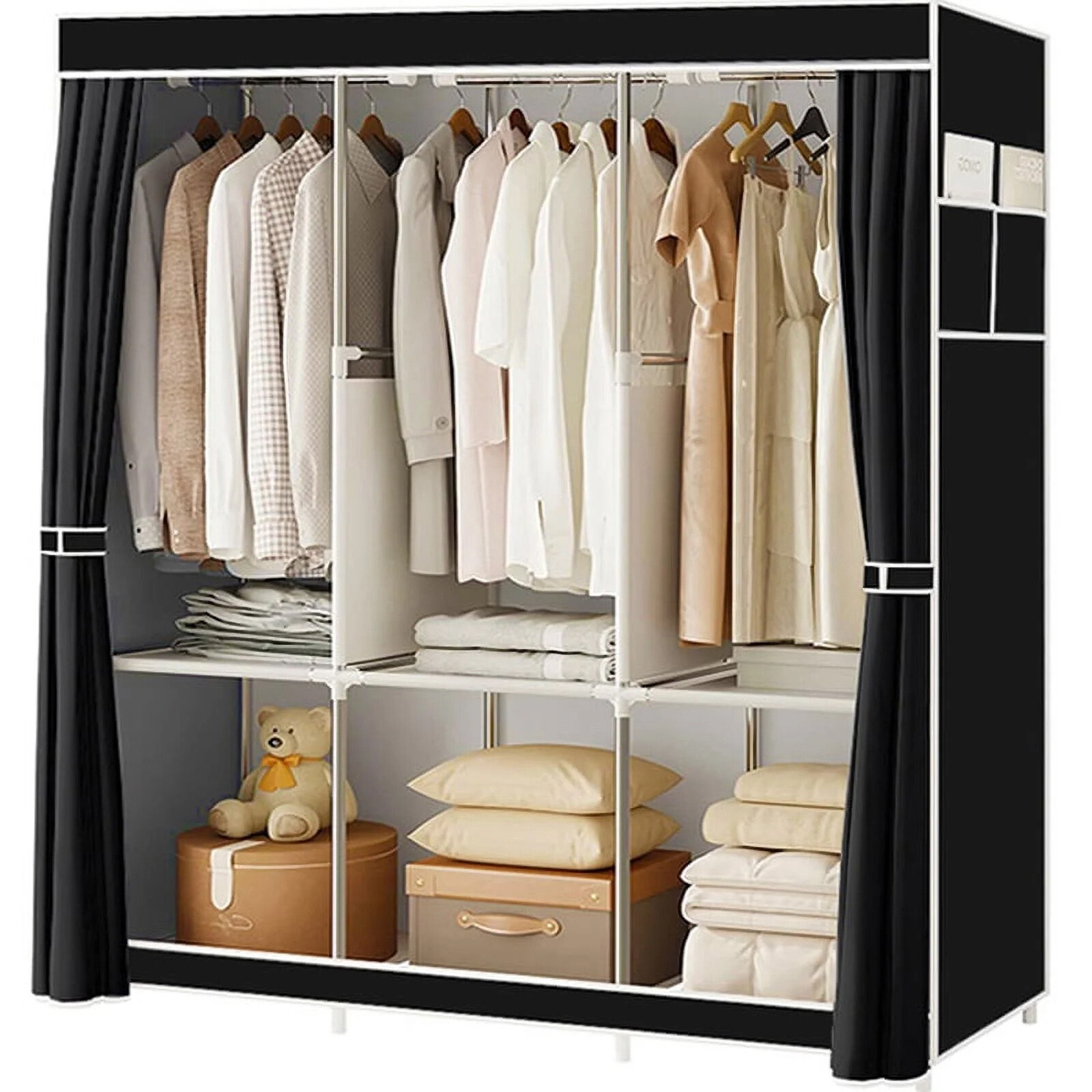 Portable Closet Wardrobe Clothes Rack Storage Organizer Shelf Fabric Waterproof gallery