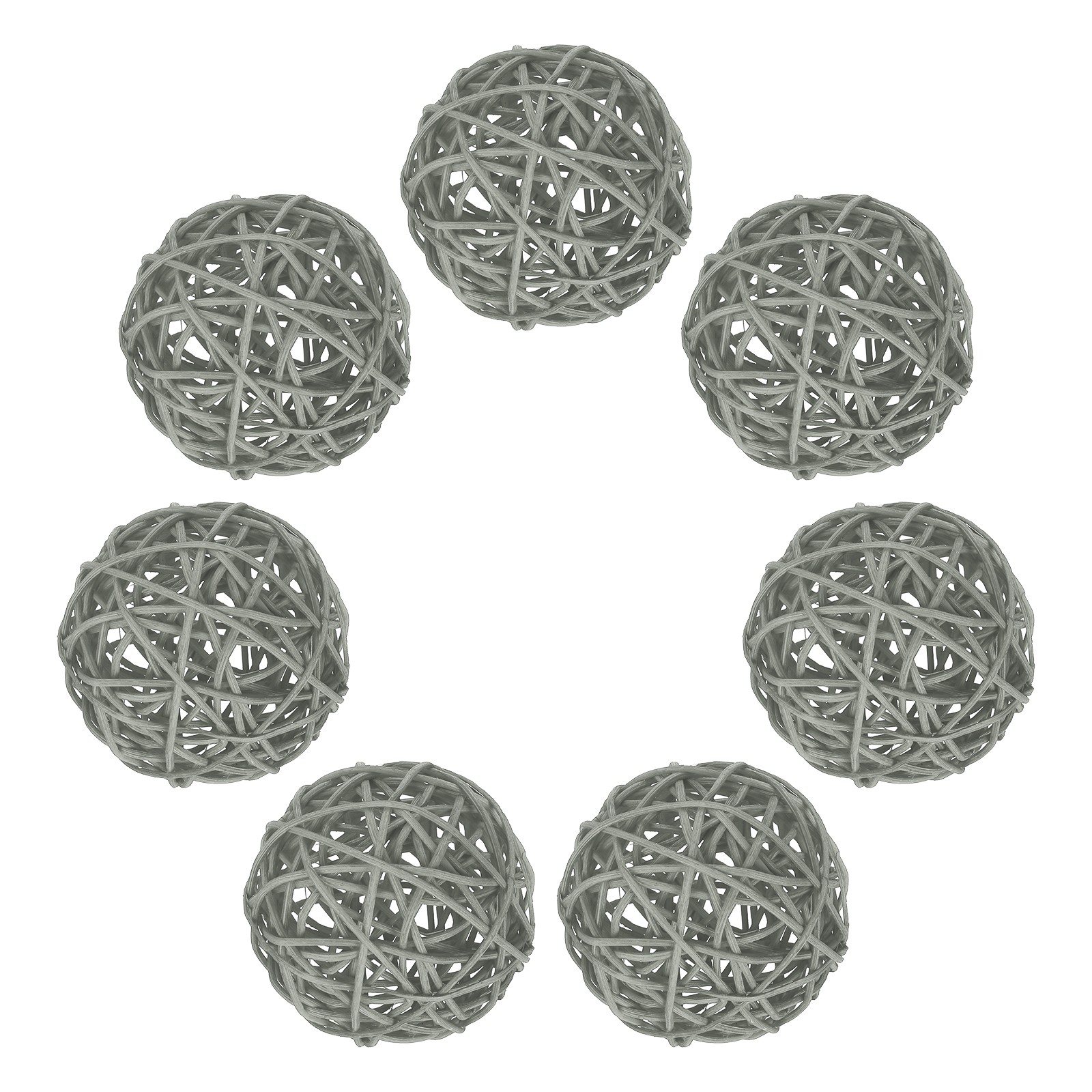 7Pcs Wicker Rattan Balls, 2.75 in Dia Rattan Decorative Balls, Gray gallery