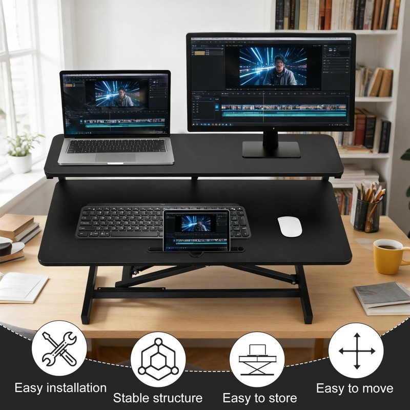 Height Adjustable Standing Desk Riser 37" Sit to Stand Converter Workstation gallery