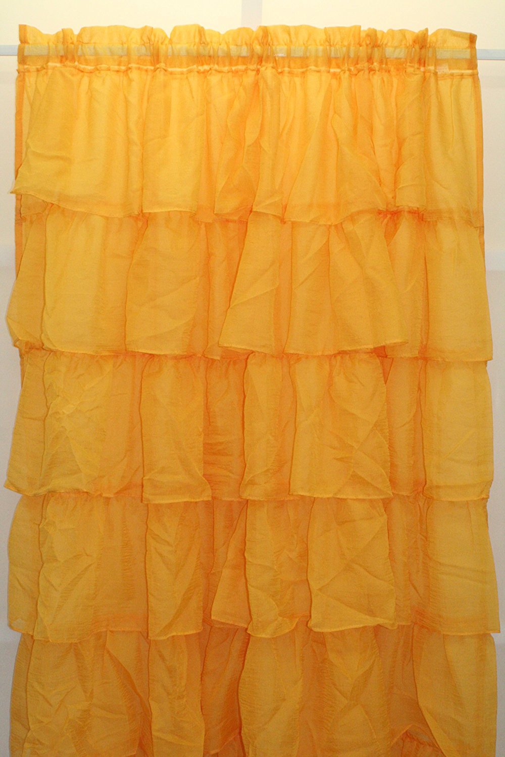 Gypsy Ruffled Sheer Layered Curtain Panel Billowing Bouffant Ruffles Lorraine HF gallery