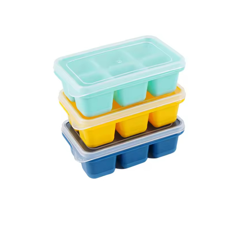 🧊 Silicone Ice Cube Tray – 6 Grid Reusable Mold with Lid gallery