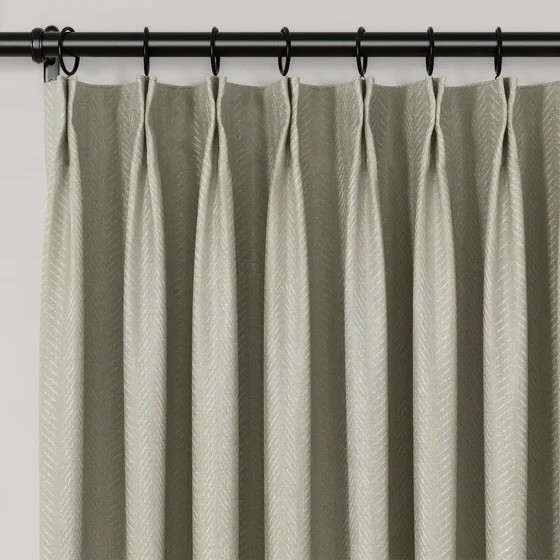 TWOPAGES Herringbone Drape Pleated Curtains (2) 52Wx90”L Beige Unlined NEW gallery