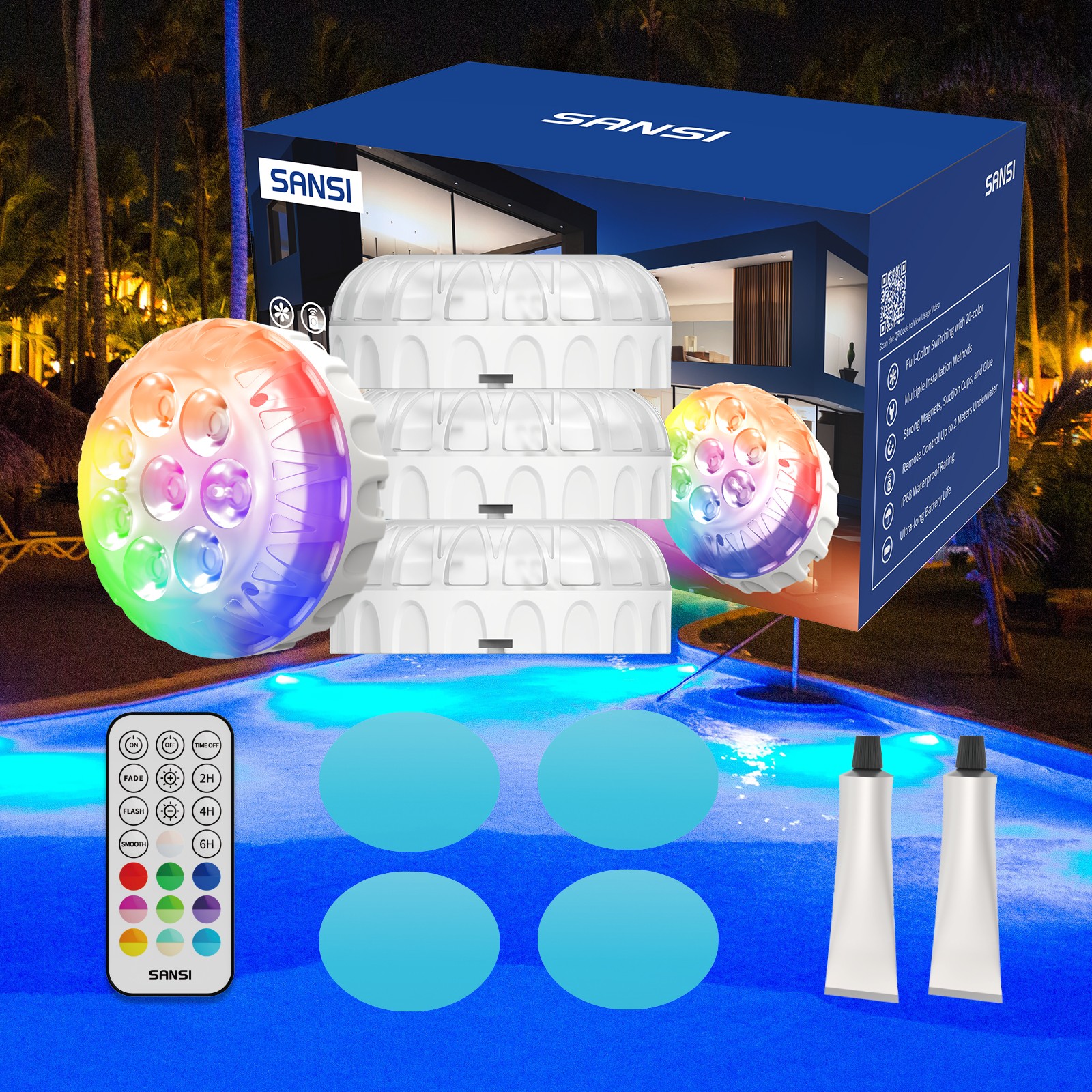 4PCS Pool Lights Above Ground Pond Lights Underwater IP68 LED Submersible Light gallery