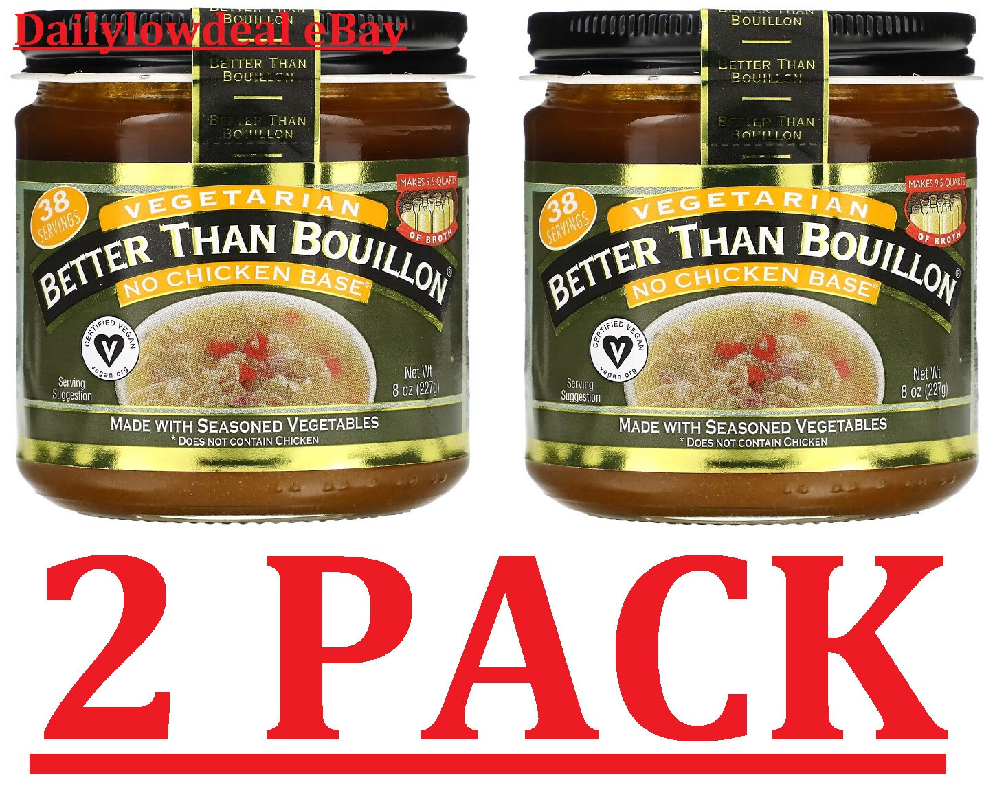 2 PACK- Better Than Bouillon Vegetarian No Chicken Base 8 oz (16 oz) gallery