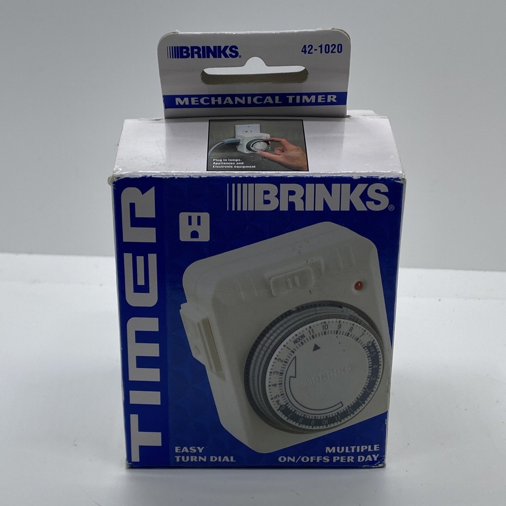 Brinks 42-1020 Mechanical Timer Grounded Plug 120V For Indoor Use Only