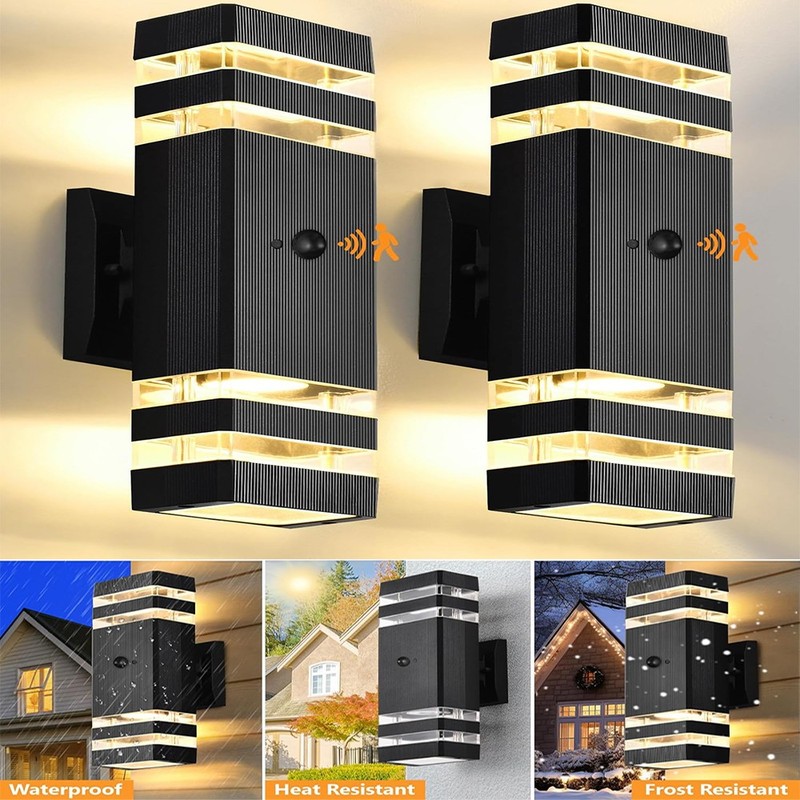 2 Pack Motion Sensor Outdoor Wall Light Fixture Up Down Porch Lights Modern US gallery
