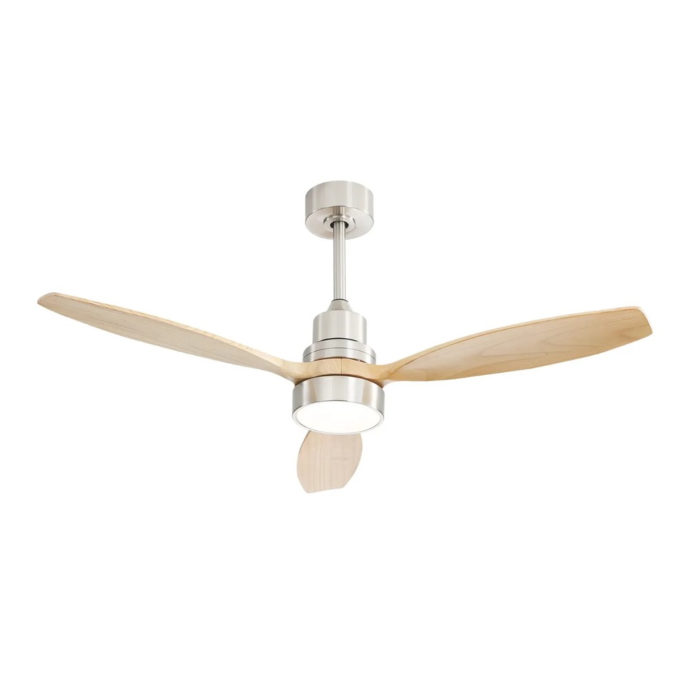 Sofucor 52 Inch Ceiling Fan with Lights Remote Control, Natural & Nickel Downrod
