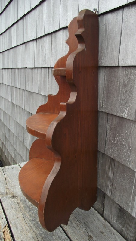 Solid Wood Corner Wall Hanging Shelf 22"-Wooden 3 Tier Pine Knick Knack Tea Cup gallery