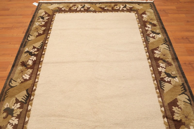 5'9" x 8'1" Hand Knotted Classic Loop/Cut Pile Tibetan Oriental Area Rug Beige gallery
