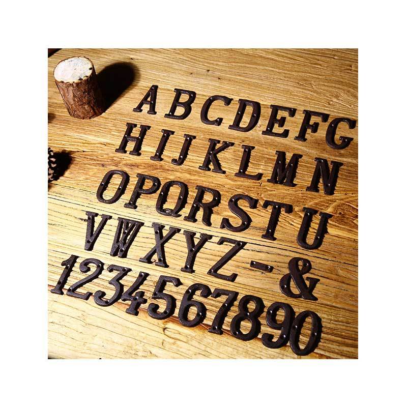 House Door Alphabet Letters and Numbers Signs Cast Wrought Iron Black Antique gallery