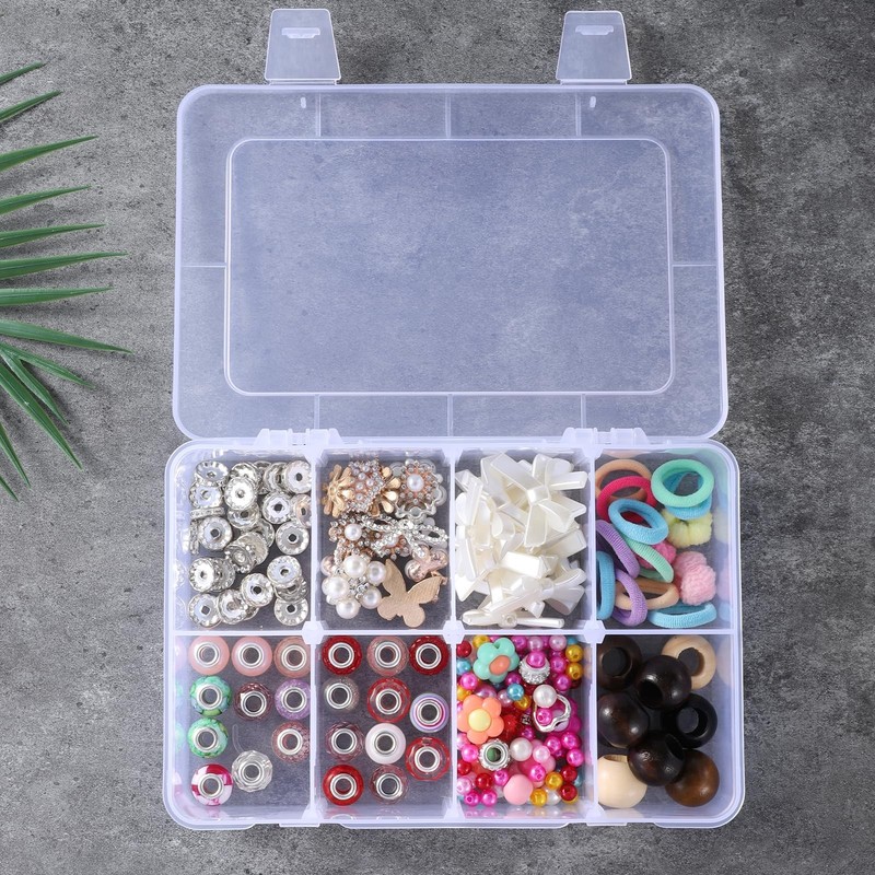 8 Grids Plastic Compartment Storage Box with Adjustable Divider Clear Plastic... gallery