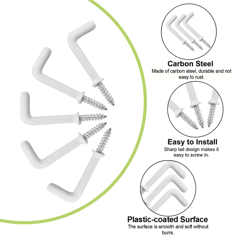 L Shaped Hooks, 80Pcs Plastic-Coated Surface Shouldered Dresser Cup Right Ang... gallery