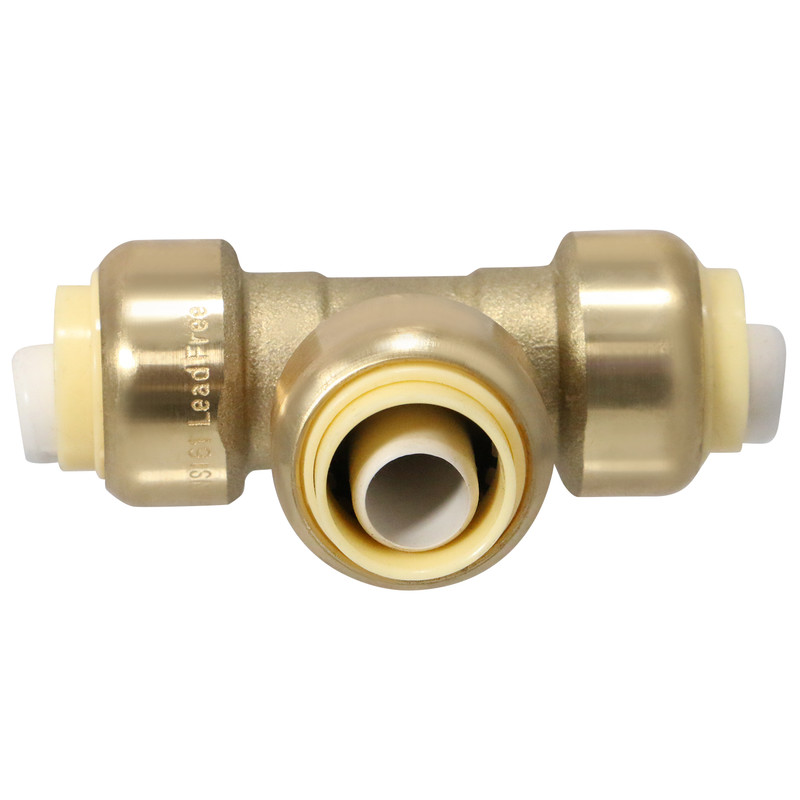 5) 1/2" Push-Fit Tee for Sharkbite Tee w. 1 Free Removing Clip, Lead Free Brass gallery