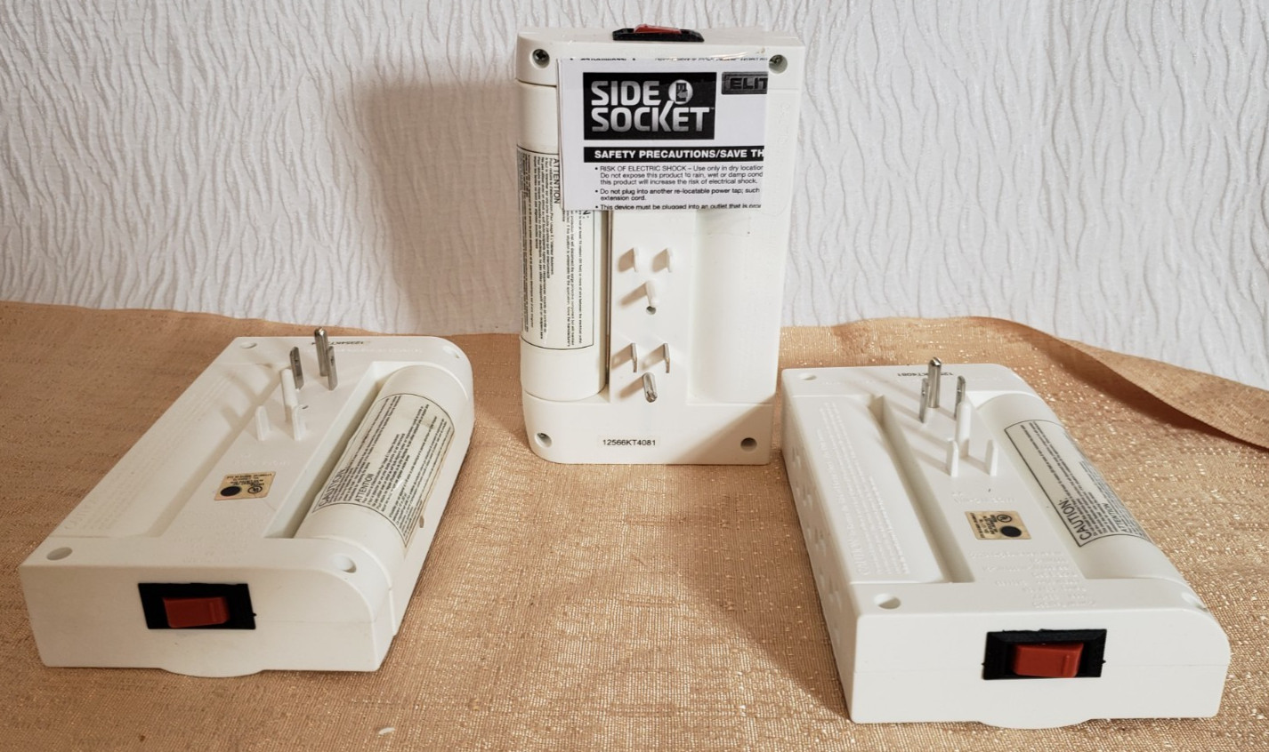 3 Good Used ELITE SIDE SOCKET 8 Plug /Outlet Expander Extender 90 Degree WHITE gallery