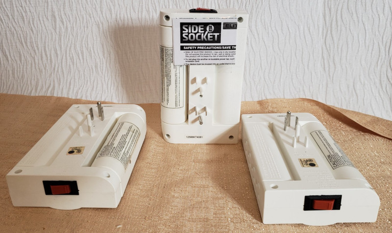 3 Good Used ELITE SIDE SOCKET 8 Plug /Outlet Expander Extender 90 Degree WHITE gallery