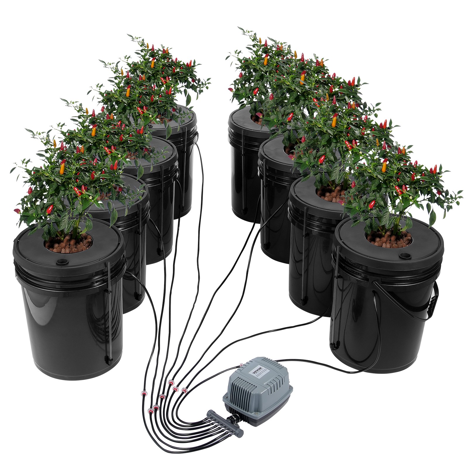 VEVOR Hydroponics Deep Water Culture DWC Hydroponic System 5 Gallon 8 Buckets gallery