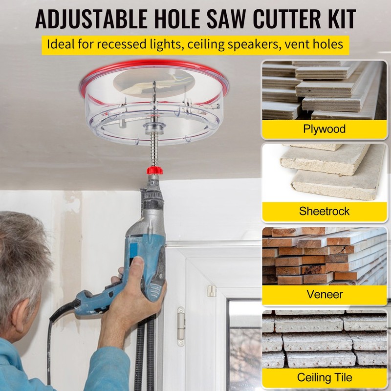 VEVOR Adjustable Hole Saw Cutter Kit Hole Cutter 1-5/8" to 11-13 /16" w/ Shield gallery