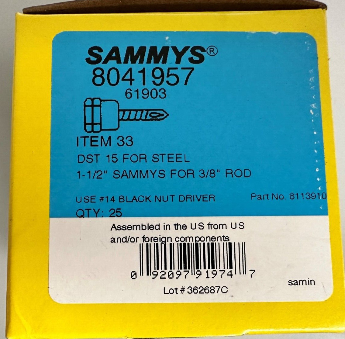 SAMMYS 1/4-20 X 2 Vertical Rod Anchor for 3/8 Rod Box of 25 gallery