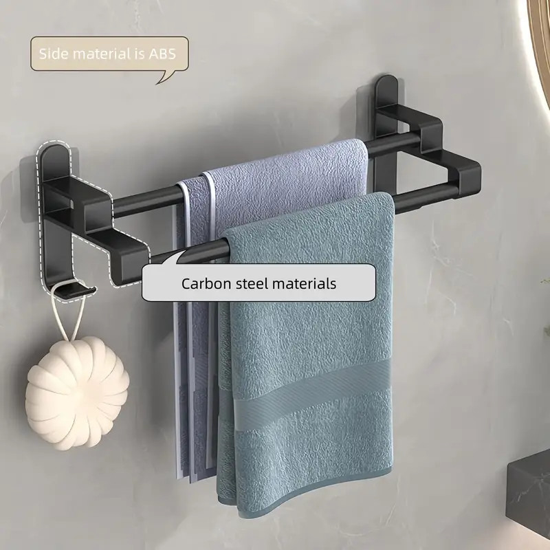 Towel Racks for Bathroom, Double Towel Holder NO Drilling Carbon Steel gallery