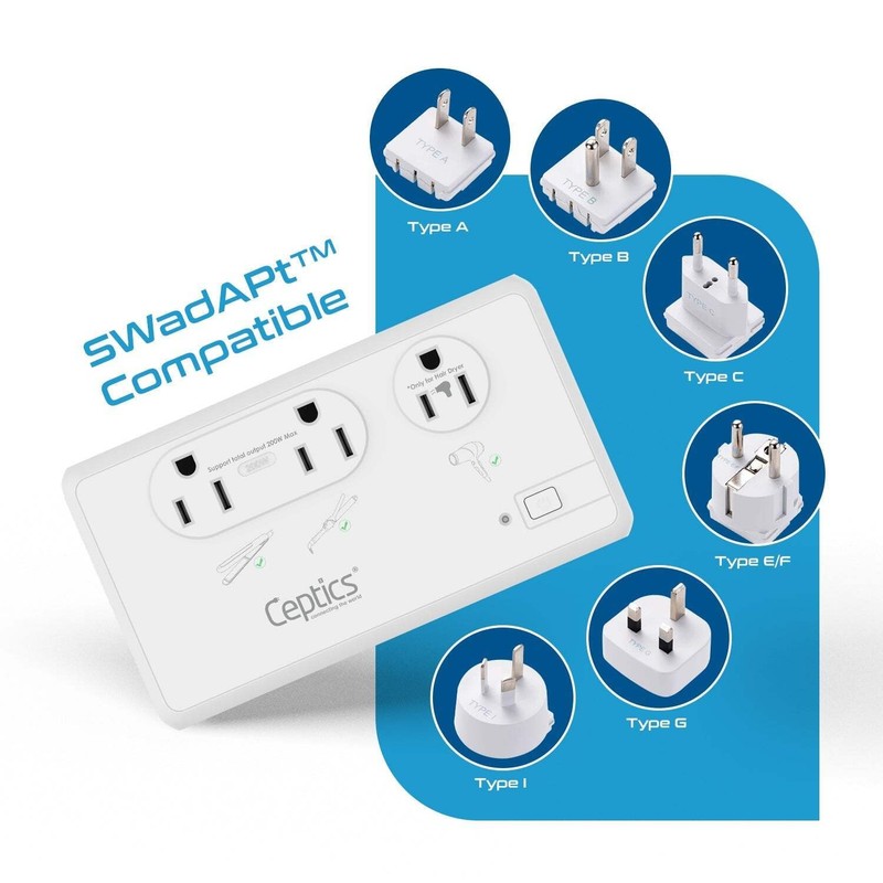 200W/2000W Step Down Converter – 2x 200W, 1x 2000W outlets & 3x USB-A + 1x USB-C gallery