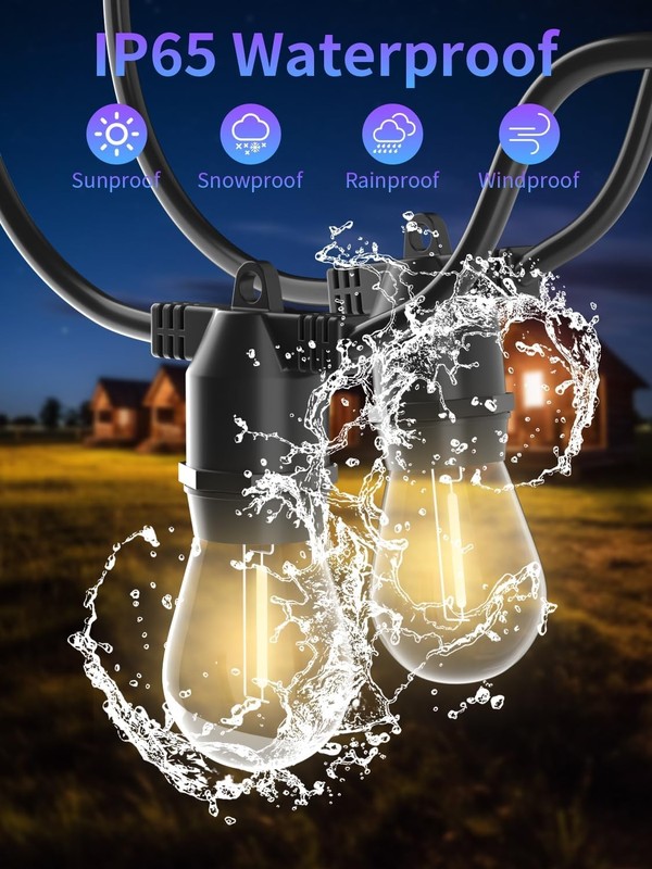 27ft Shatterproof LED String Lights IP65 Outdoor 10 Bulbs E26 Warm White for Gar gallery