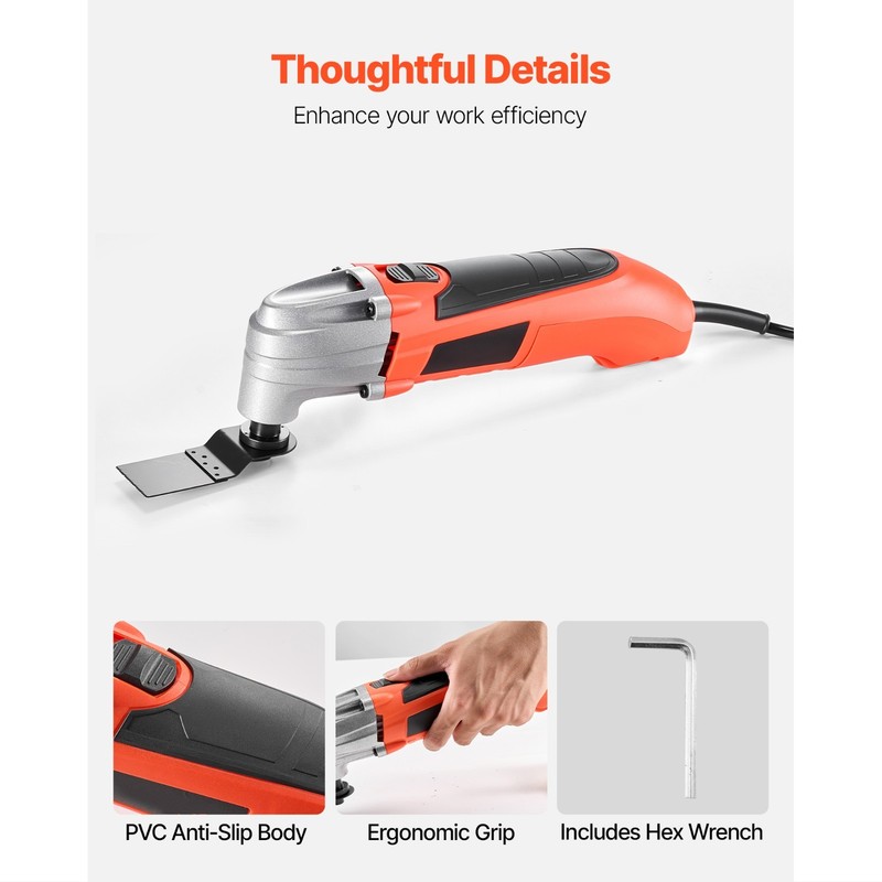 Oscillating Multi-Tool Kit, 2.2Amp Corded Electric Tool with 22,000 OPM Speed gallery