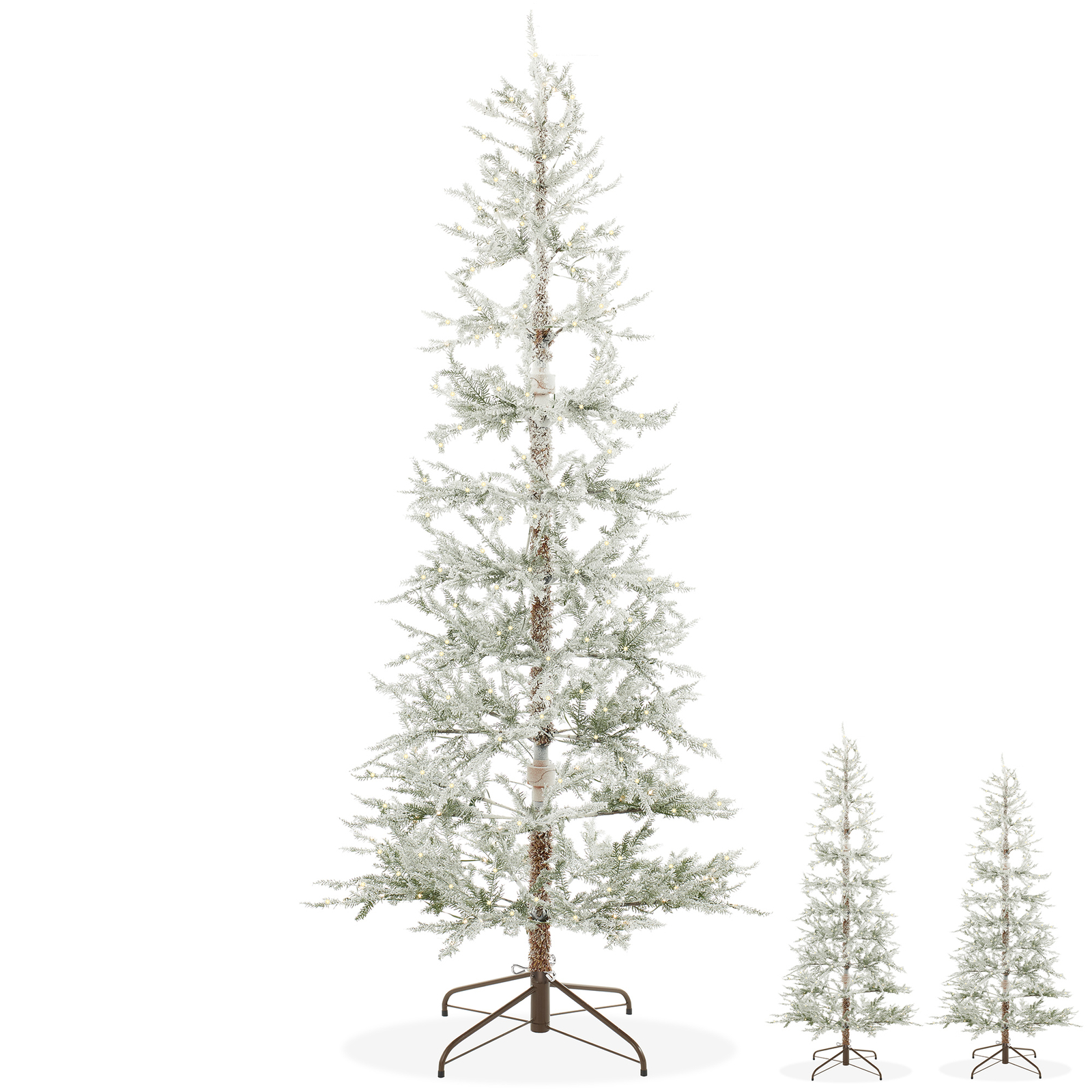 Pre-Lit Sparse Pine Flocked Artificial Holiday Christmas Tree with Stand gallery