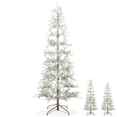 Pre-Lit Sparse Pine Flocked Artificial Holiday Christmas Tree with Stand