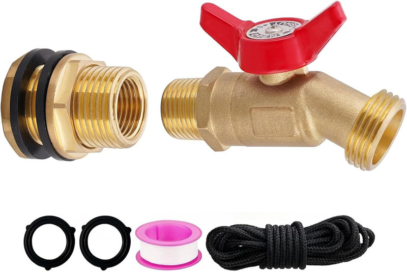 Brass Water Container Rain Barrel Faucets Spigot Kit 3/4" GHT Brass Rain Barr... gallery