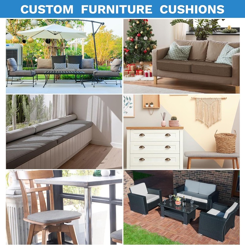 Colourtree Custom Size 2" Thick Bench Cushion Window Seat Cushion Indoor Outdoor gallery