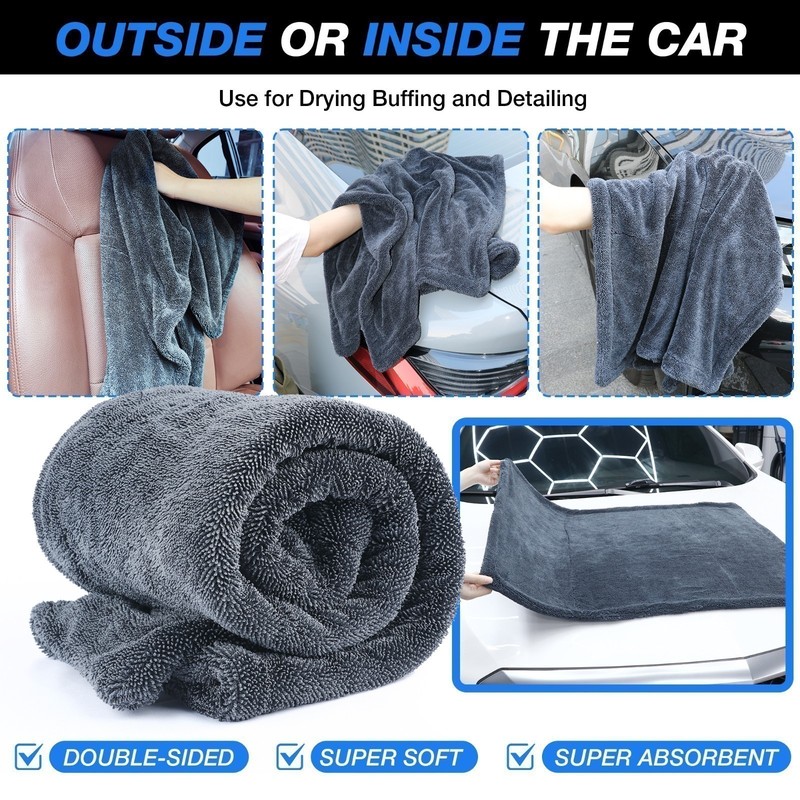Super Absorbent Microfiber Car Drying Towel Twisted Loop 24'' x 36" 1500GSM gallery