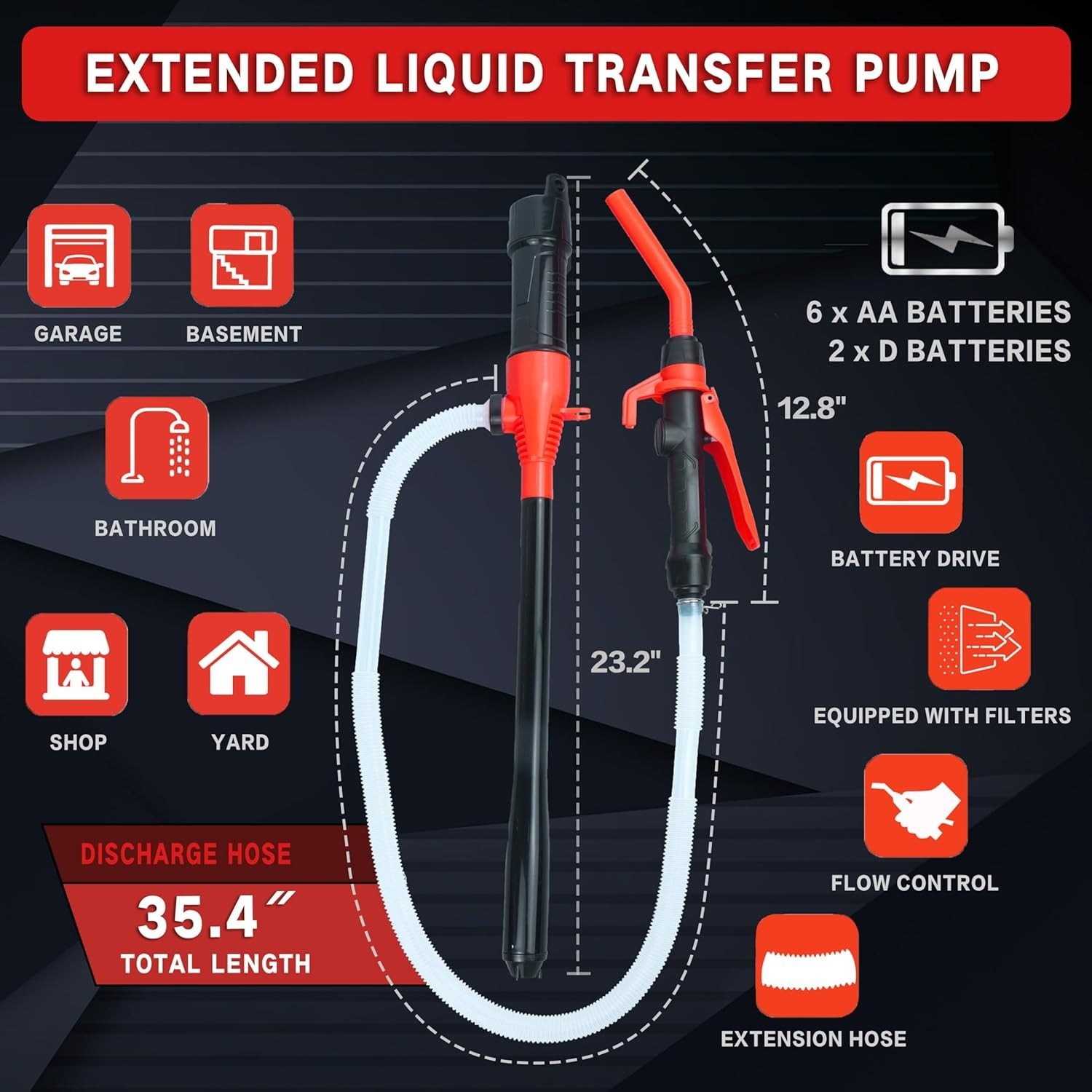 Portable Battery Powered Gas Transfer Pump, Battery Operated Liquid Water/Fuel T gallery