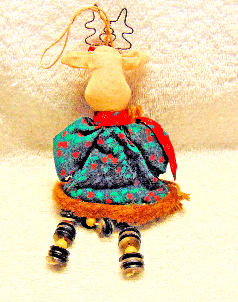 Whimsical Reindeer Button Leg Christmas Ornament Farmhouse Rustic #F gallery