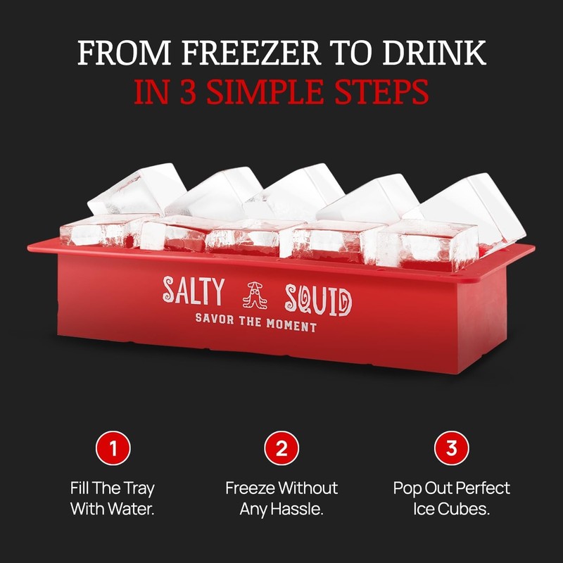 Clear Craft Ice Cube Maker – Square Ice Cube Mold makes 10 Large 2"Crystal Clear gallery